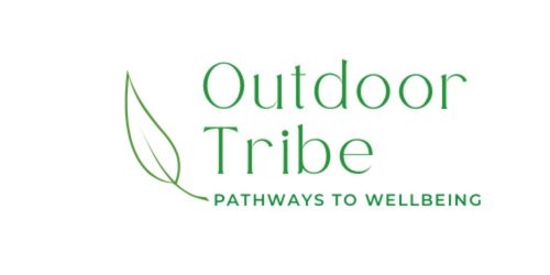 Outdoor tribe - pathways to wellbeing logo with leaf design